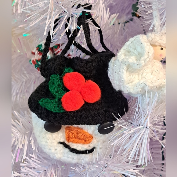 Handmade Snowman Gift Bag 5"Wx6"H drawstring  closure or give to a child. - Picture 4 of 7